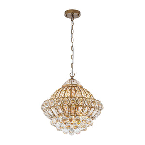 LightFixturesUSA-Victorian Antique Gold Bronze Crystal Empire Globe Chandelier-Chandelier-17.3 in-