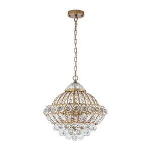 LightFixturesUSA-Victorian Antique Gold Bronze Crystal Empire Globe Chandelier-Chandelier-17.3 in-