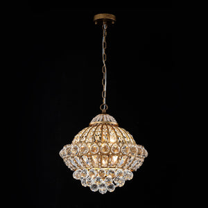 LightFixturesUSA-Victorian Antique Gold Bronze Crystal Empire Globe Chandelier-Chandelier-17.3 in-