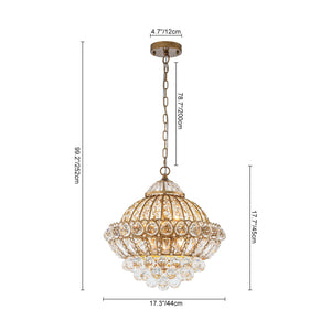 LightFixturesUSA-Victorian Antique Gold Bronze Crystal Empire Globe Chandelier-Chandelier-17.3 in-