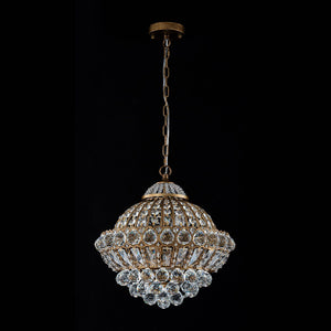 LightFixturesUSA-Victorian Antique Gold Bronze Crystal Empire Globe Chandelier-Chandelier-17.3 in-
