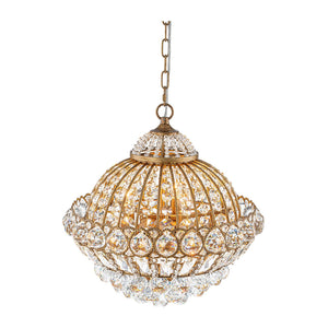 LightFixturesUSA-Victorian Antique Gold Bronze Crystal Empire Globe Chandelier-Chandelier-17.3 in-
