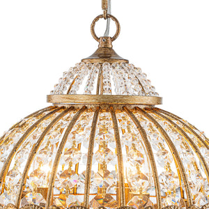 LightFixturesUSA-Victorian Antique Gold Bronze Crystal Empire Globe Chandelier-Chandelier-17.3 in-