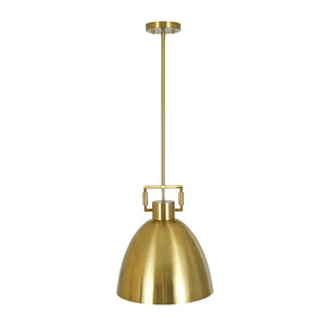 LightFixturesUSA-Vintage 1-Light Aged Brass Metal Bell Dome Pendant-Chandelier-13.6 in-