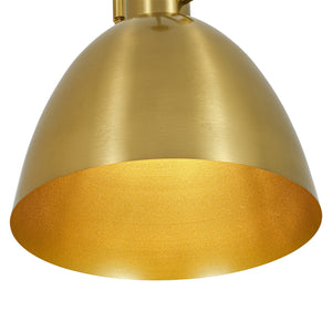 LightFixturesUSA-Vintage 1-Light Aged Brass Metal Bell Dome Pendant-Chandelier-13.6 in-