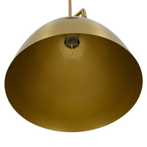LightFixturesUSA-Vintage 1-Light Aged Brass Metal Bell Dome Pendant-Chandelier-13.6 in-
