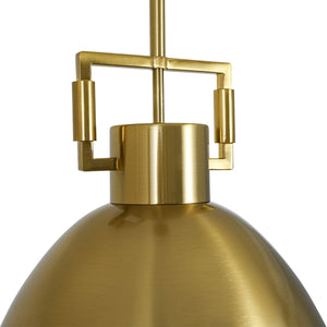 LightFixturesUSA-Vintage 1-Light Aged Brass Metal Bell Dome Pendant-Chandelier-13.6 in-