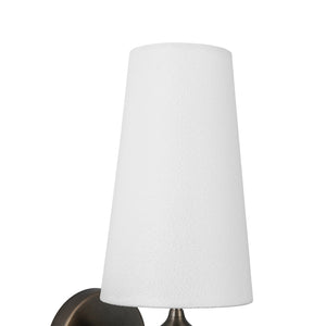 LightFixturesUSA-Vintage 1-Light Walnut Accented Fabric Conical Vanity Wall Sconce-Wall Sconce-2 Packs-
