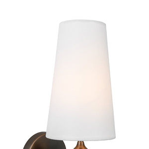 LightFixturesUSA-Vintage 1-Light Walnut Accented Fabric Conical Vanity Wall Sconce-Wall Sconce-2 Packs-