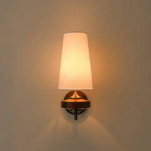 LightFixturesUSA-Vintage 1-Light Walnut Accented Fabric Conical Vanity Wall Sconce-Wall Sconce-2 Packs-