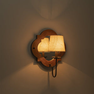 LightFixturesUSA - Vintage 1 - Light Wood Mirror Linen Tapered Shade Wall Sconce - Wall Sconce - 2 Packs - 