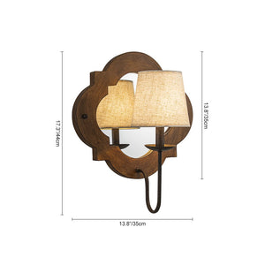 LightFixturesUSA - Vintage 1 - Light Wood Mirror Linen Tapered Shade Wall Sconce - Wall Sconce - 2 Packs - 