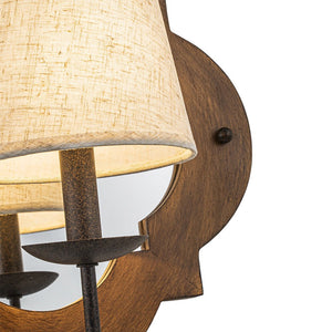 LightFixturesUSA - Vintage 1 - Light Wood Mirror Linen Tapered Shade Wall Sconce - Wall Sconce - 2 Packs - 