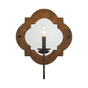 LightFixturesUSA - Vintage 1 - Light Wood Mirror Linen Tapered Shade Wall Sconce - Wall Sconce - 2 Packs - 