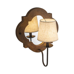 LightFixturesUSA - Vintage 1 - Light Wood Mirror Linen Tapered Shade Wall Sconce - Wall Sconce - 2 Packs - 