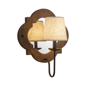 LightFixturesUSA - Vintage 1 - Light Wood Mirror Linen Tapered Shade Wall Sconce - Wall Sconce - 2 Packs - 