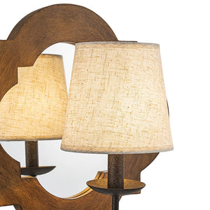 LightFixturesUSA - Vintage 1 - Light Wood Mirror Linen Tapered Shade Wall Sconce - Wall Sconce - 2 Packs - 
