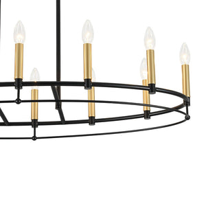 LightFixturesUSA - Vintage 12 - Light Black Brass Candle Wide Island Chandelier - Chandelier - 37.5 in - 
