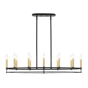 LightFixturesUSA - Vintage 12 - Light Black Brass Candle Wide Island Chandelier - Chandelier - 37.5 in - 