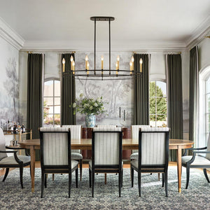 LightFixturesUSA - Vintage 12 - Light Black Brass Candle Wide Island Chandelier - Chandelier - 37.5 in - 