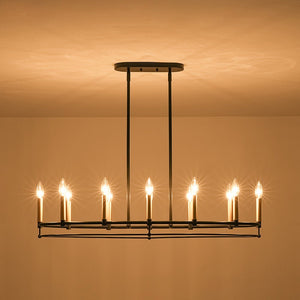 LightFixturesUSA - Vintage 12 - Light Black Brass Candle Wide Island Chandelier - Chandelier - 37.5 in - 