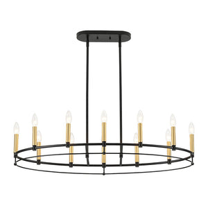 LightFixturesUSA - Vintage 12 - Light Black Brass Candle Wide Island Chandelier - Chandelier - 37.5 in - 