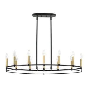 LightFixturesUSA - Vintage 12 - Light Black Brass Candle Wide Island Chandelier - Chandelier - 37.5 in - 