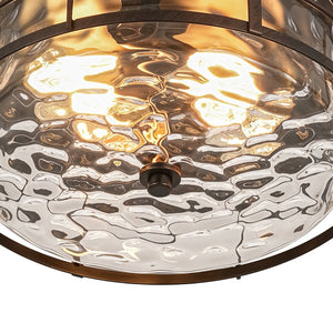LightFixturesUSA - Vintage 2 - Light Hammered Glass Round Drum Flush Mount - Ceiling Light - 11 in - 