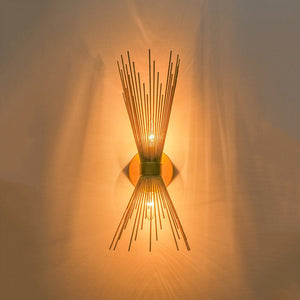 LightFixturesUSA - Vintage 2 - Light Sunburst Antique Gold Vanity Wall Sconce - Wall Sconce - 2 Packs - 