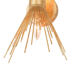LightFixturesUSA - Vintage 2 - Light Sunburst Antique Gold Vanity Wall Sconce - Wall Sconce - 2 Packs - 