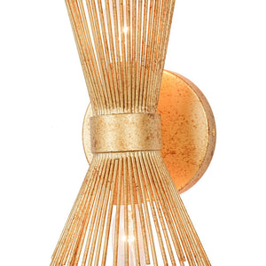 LightFixturesUSA - Vintage 2 - Light Sunburst Antique Gold Vanity Wall Sconce - Wall Sconce - 2 Packs - 