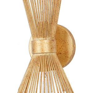 LightFixturesUSA - Vintage 2 - Light Sunburst Antique Gold Vanity Wall Sconce - Wall Sconce - 2 Packs - 