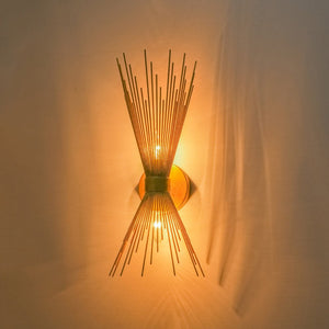 LightFixturesUSA - Vintage 2 - Light Sunburst Antique Gold Vanity Wall Sconce - Wall Sconce - 2 Packs - 