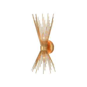 LightFixturesUSA - Vintage 2 - Light Sunburst Antique Gold Vanity Wall Sconce - Wall Sconce - 2 Packs - 