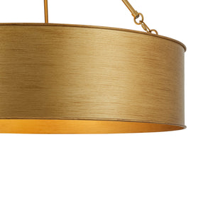 LightFixturesUSA-Vintage 5-Light Brushed Gold Metal Drum Cage Chandelier-Chandelier-30 in-