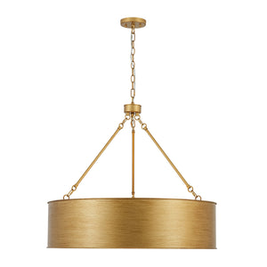 LightFixturesUSA-Vintage 5-Light Brushed Gold Metal Drum Cage Chandelier-Chandelier-30 in-