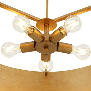 LightFixturesUSA-Vintage 5-Light Brushed Gold Metal Drum Cage Chandelier-Chandelier-30 in-