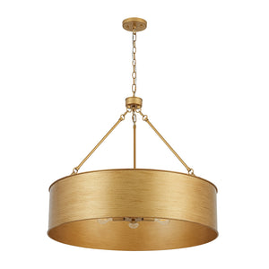LightFixturesUSA-Vintage 5-Light Brushed Gold Metal Drum Cage Chandelier-Chandelier-30 in-