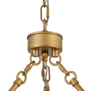LightFixturesUSA-Vintage 5-Light Brushed Gold Metal Drum Cage Chandelier-Chandelier-30 in-