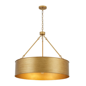 LightFixturesUSA-Vintage 5-Light Brushed Gold Metal Drum Cage Chandelier-Chandelier-30 in-