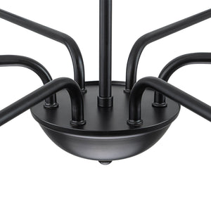 LightFixturesUSA-Vintage 6-Light Frosted Glass Shade Round Candle Style Chandelier-Chandelier-Black-