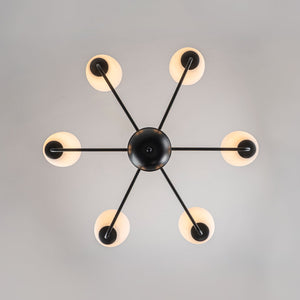 LightFixturesUSA-Vintage 6-Light Frosted Glass Shade Round Candle Style Chandelier-Chandelier-Black-