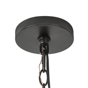 LightFixturesUSA-Vintage 6-Light White Linen Conical Round Ring Chandelier-Chandelier-Black-