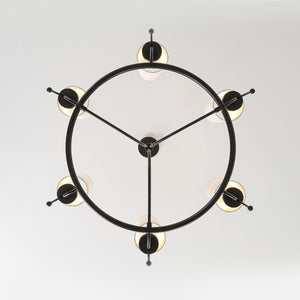 LightFixturesUSA-Vintage 6-Light White Linen Conical Round Ring Chandelier-Chandelier-Black-