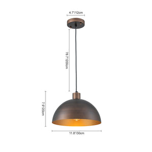 LightFixturesUSA - Vintage Antique Bronze 1 - Light Iron Dome Pendant Light - Pendant Light - 11.8 in - 