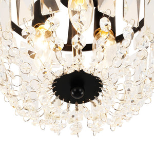 LightFixturesUSA - Vintage Black Draped Crystal Round Semi Flush Mount - Ceiling Light - Black - 
