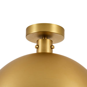 LightFixturesUSA-Vintage Brass 1-Light Iron Dome Flush Mount Light-Pendant Light-Brass-