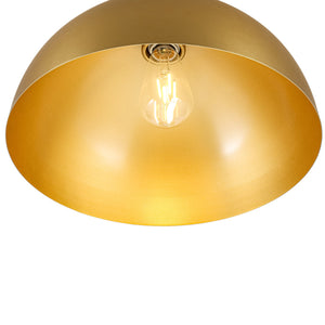 LightFixturesUSA-Vintage Brass 1-Light Iron Dome Flush Mount Light-Pendant Light-Brass-