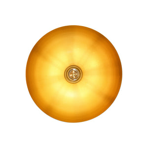 LightFixturesUSA-Vintage Brass 1-Light Iron Dome Flush Mount Light-Pendant Light-Brass-