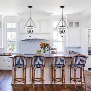 LightFixturesUSA-Vintage Clear Glass Wide Bell Jar Lantern Pendant / Semi Flush-Ceiling Light-Black-